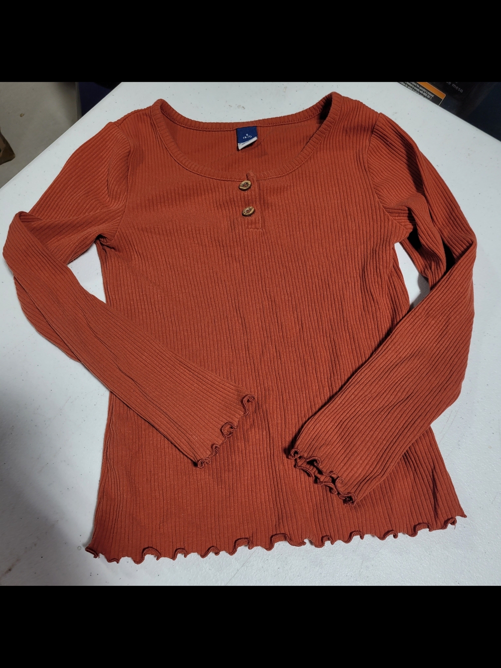 Old Navy Rust Ribbed Long-Sleeve Henley Top
